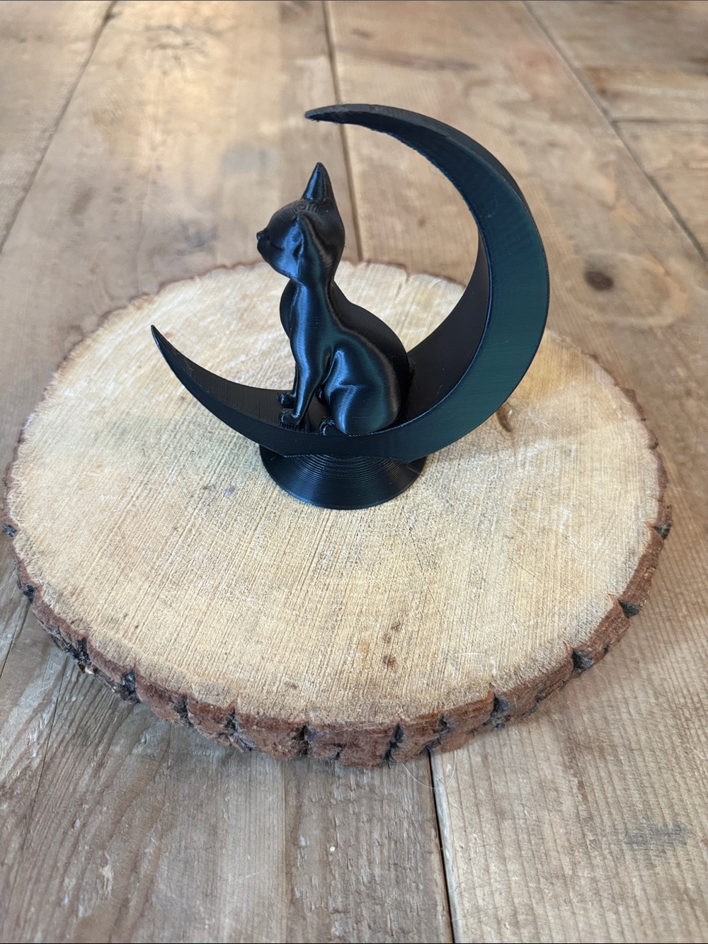 Black Moon Cat Figurine Home Art Decor